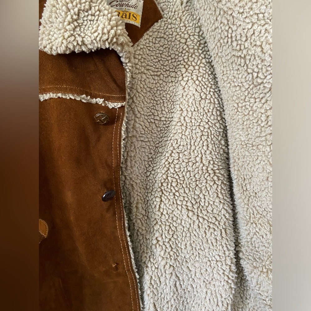 Vintage 1960s cowhide suede/shearling unisex jacket, size 42 - Picture 3 of 4